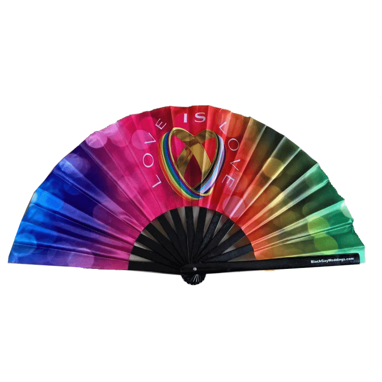 Love Is Love Hand Fan - Multi-Color with Stand